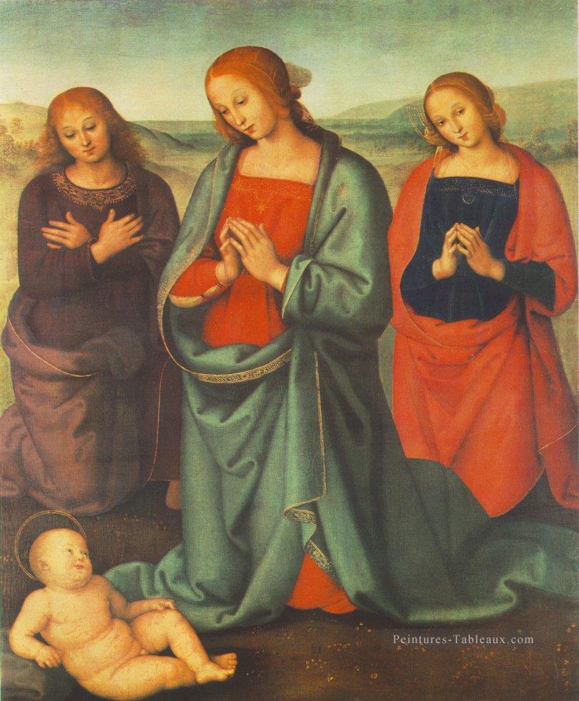 Madone avec des saints adorant l’enfant 1503 Renaissance Pietro Perugino Peintures à l'huile